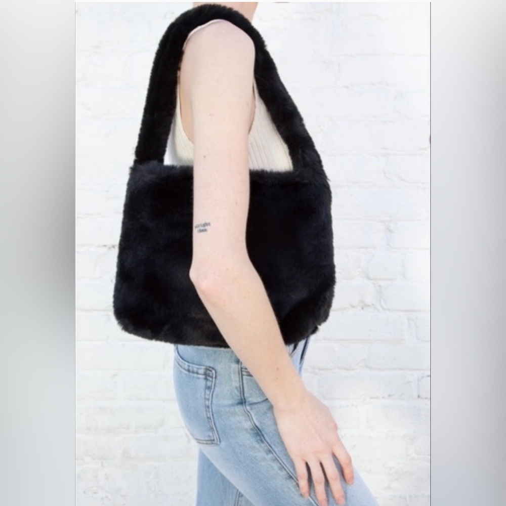 Brandy Melville Fuzzy Faux Fur Black Tote bag